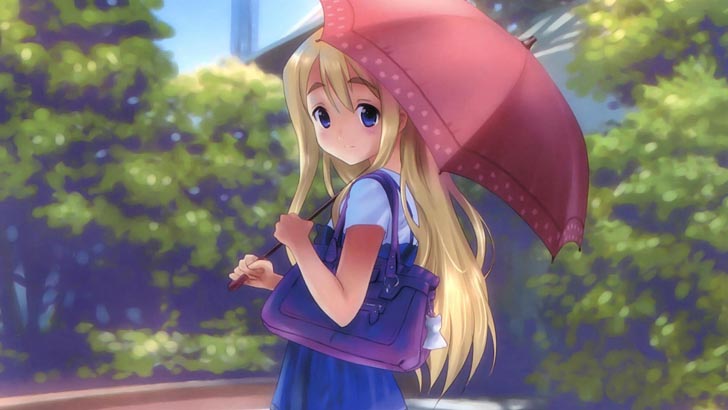 撑雨伞的动漫少女图片（1）